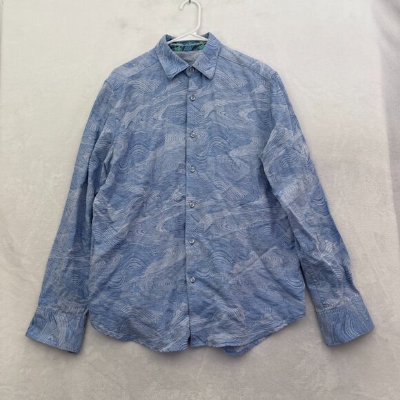 Robert Graham Other - Robert Graham Shirt Mens L Blue Geoemetric Classic Fit Linen Blend Flip Cuff